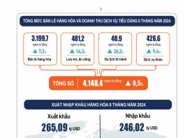 Tình hình kinh tế – xã hội 8 tháng năm 2024